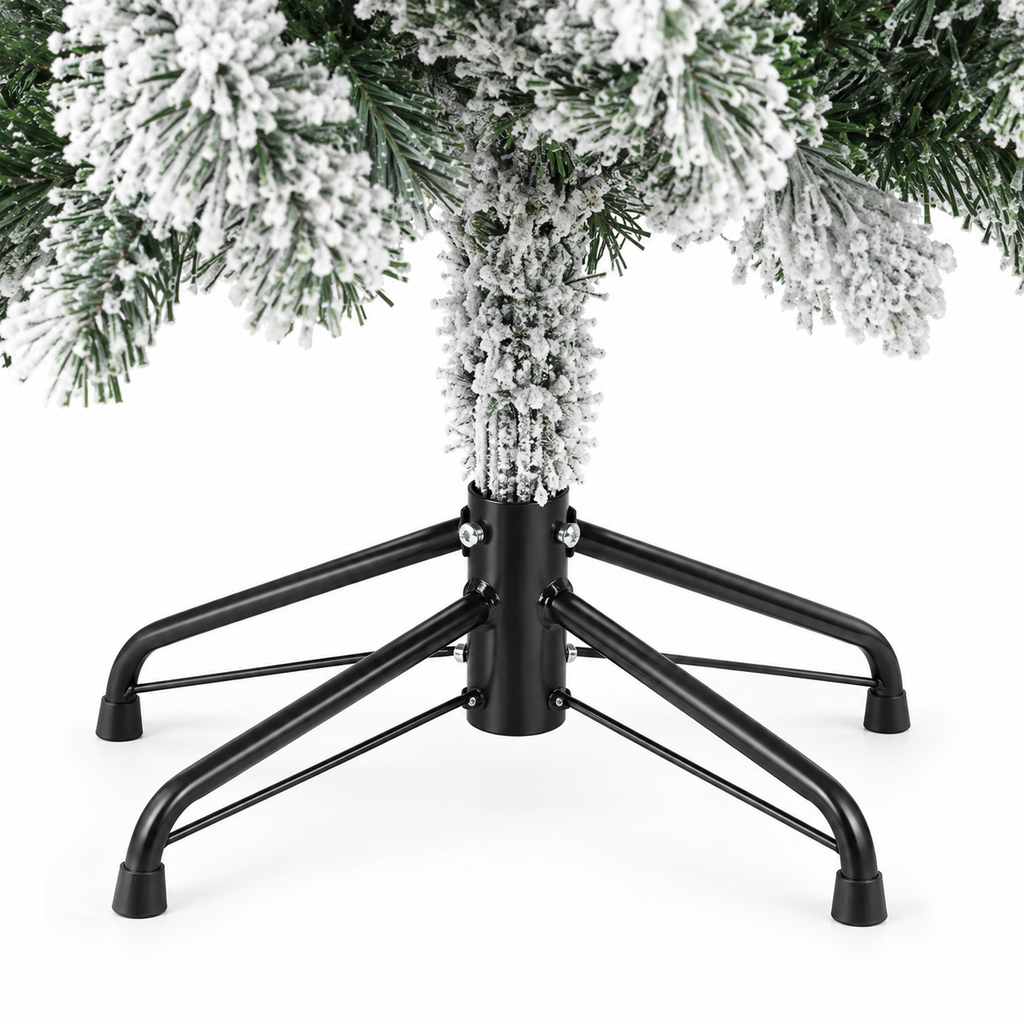 Sapin Flocon floqué 150 LED pompons blancs | L'Atelier Enchanté
