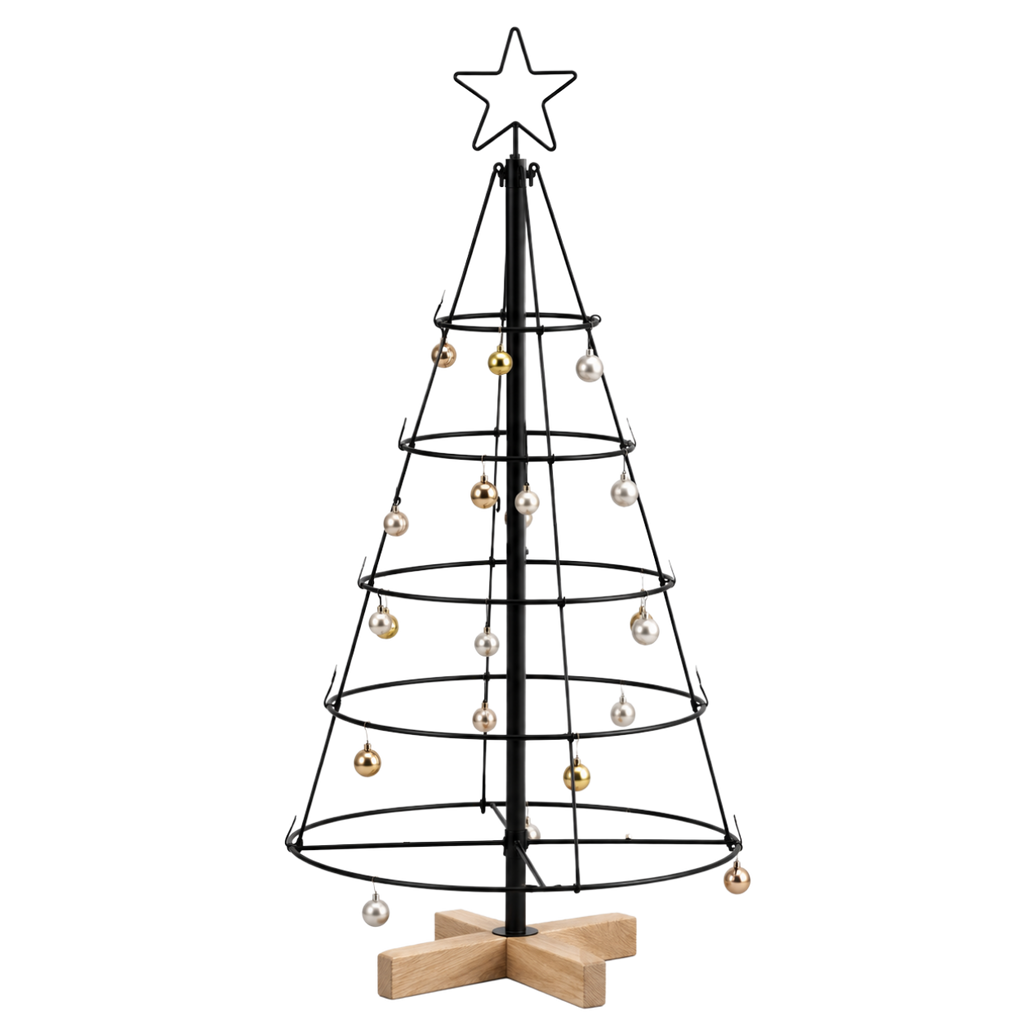 Sapin Acier et Bois structure anneaux socle bois | L'Atelier Enchanté