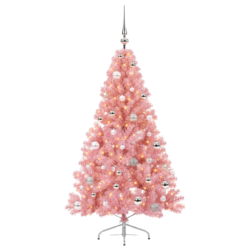 Sapin Candy rose boules argentées LED | L'Atelier Enchanté