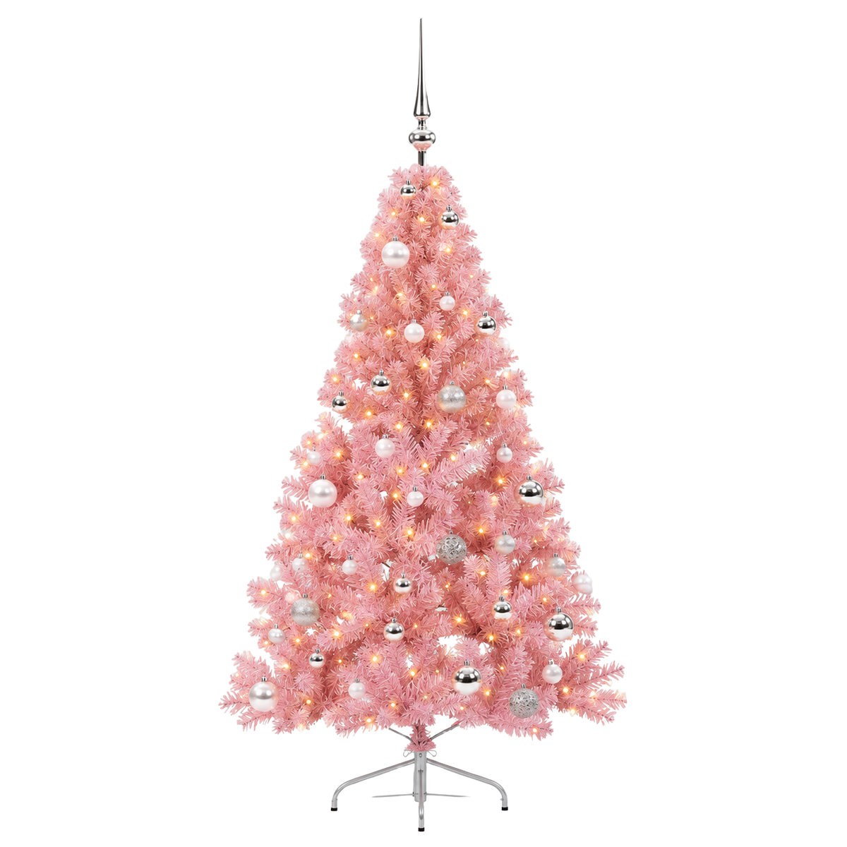 Sapin Candy rose boules argentées LED | L'Atelier Enchanté