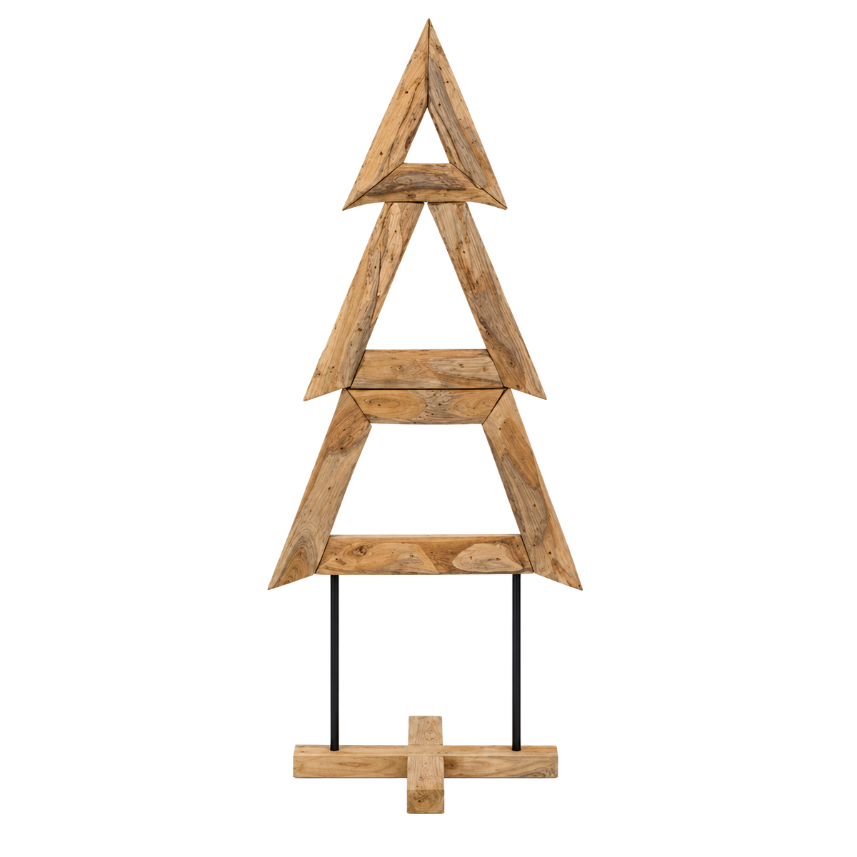 Sapin Totem bois teck massif socle croix | L'Atelier Enchanté