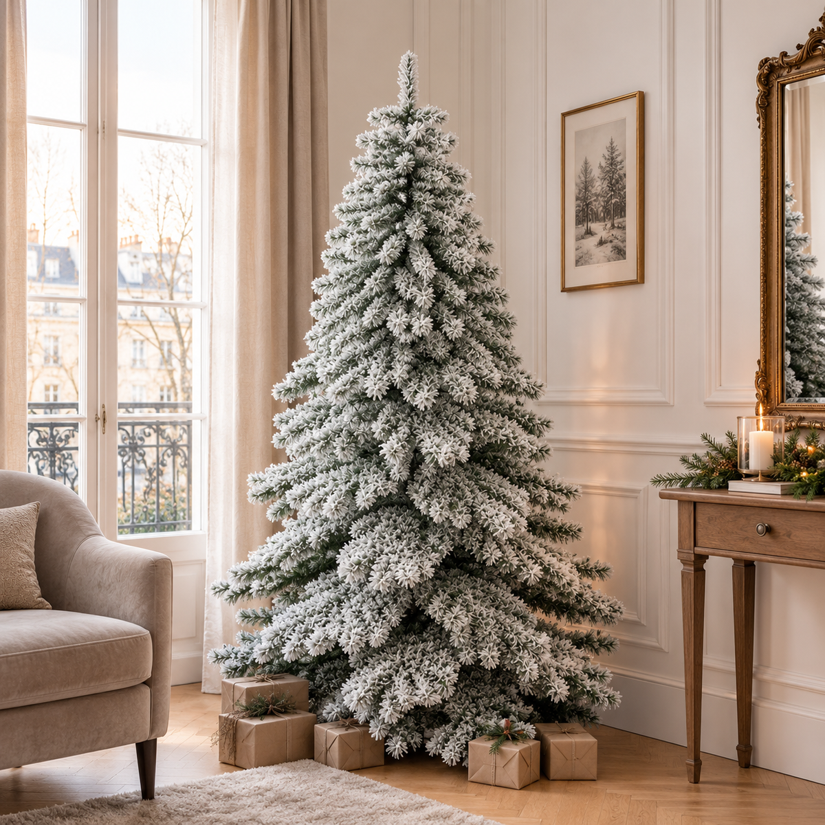 Sapin Alpin floqué dense 657 branches | L'Atelier Enchanté