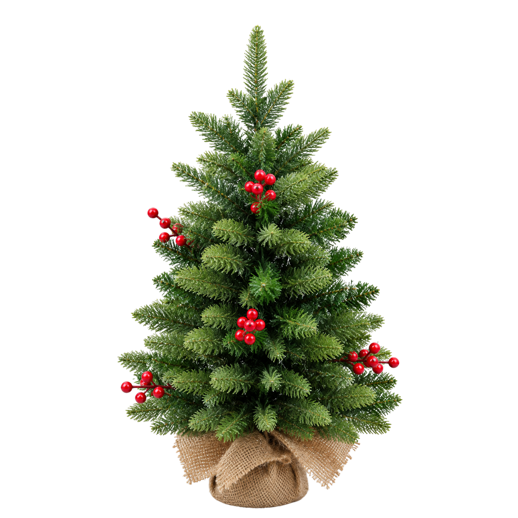 Sapin Fruits Rouges baies pied toile de jute | L'Atelier Enchanté