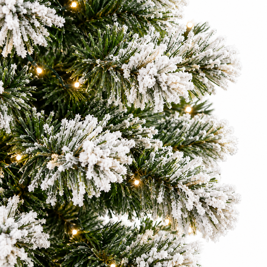 Sapin Lumière d'Hiver floqué fuseau LED intégrées | L'Atelier Enchanté