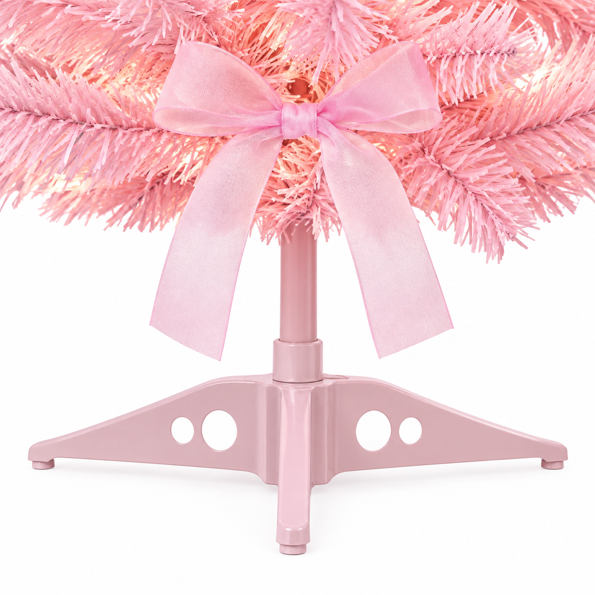 Sapin Princesse Rose nœuds satin étoile lumineuse | L'Atelier Enchanté